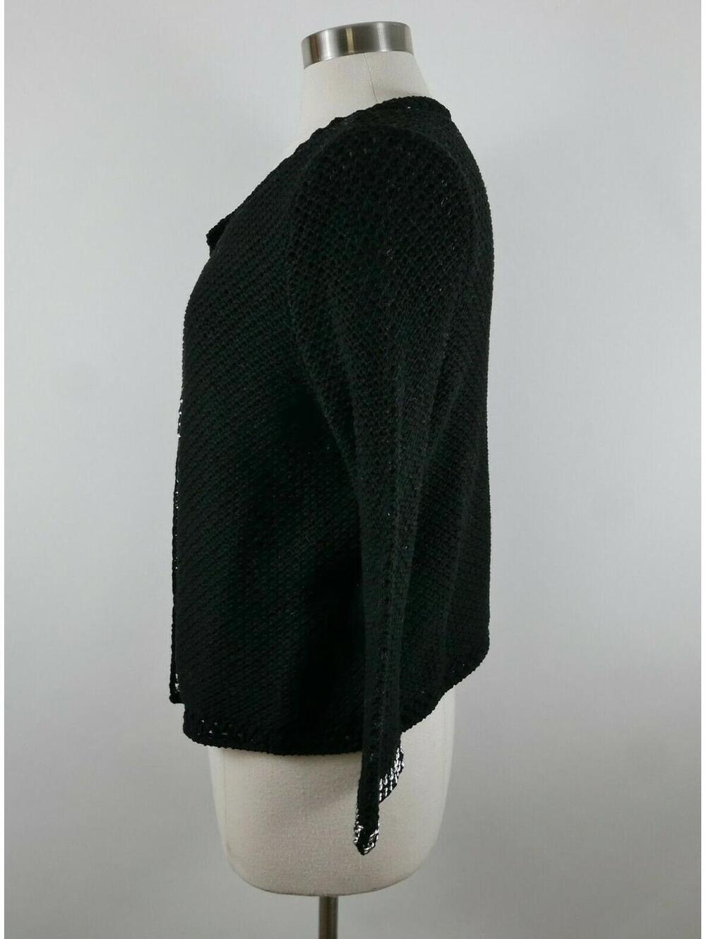 Chicos Womens Knit Cotton 3/4 Sleeve One Hook Solid Black Shrug Sweater Size 1 - Picture 5 of 8